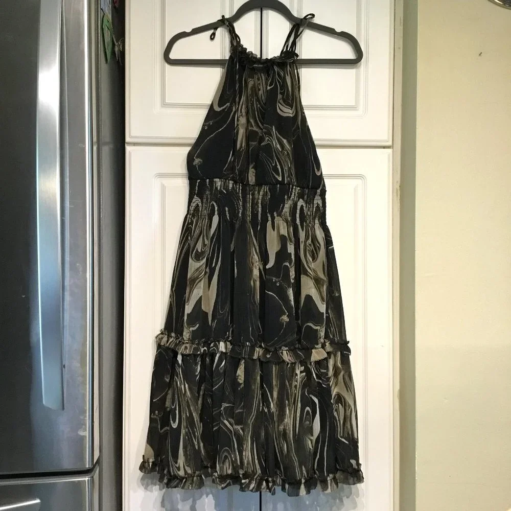 Banana Republic Ruffle Cutaway Mini Dress Smocked Waist - Picture 1 of 5